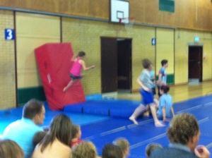 K did a Freerunning demonstration at the Leisure Centre, while J did a beautiful gymnastics routine!